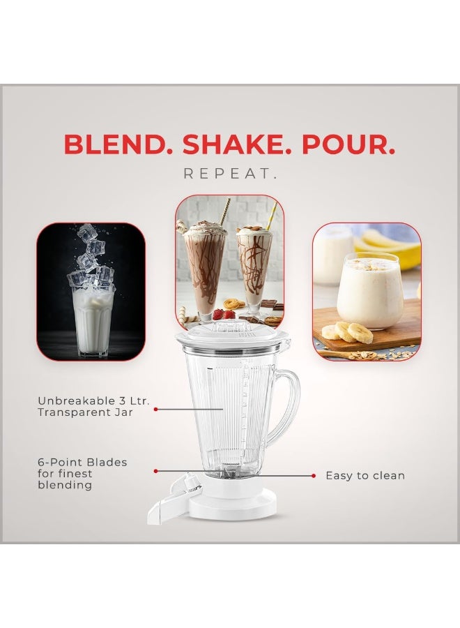 سوجاتا خلاط سوجاتا ميغاميكس بقوة 900 واط | 22000 دورة في الدقيقة | تشغيل متواصل لمدة 90 دقيقة | وعاء متعدد الاستخدامات سعة3000 مل - Image 3